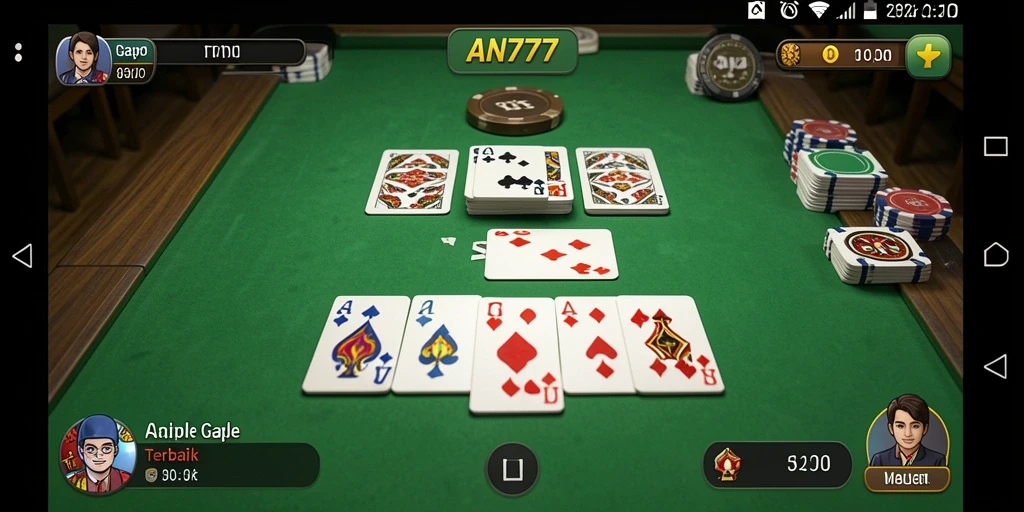Tampilan gameplay seru AN777 saat bermain Gaple.