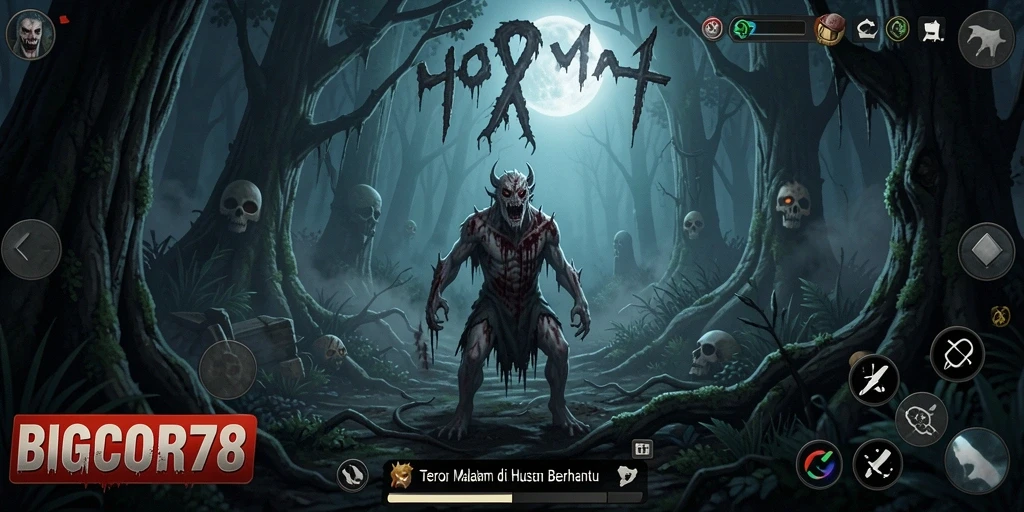 Screenshot menampilkan gameplay menegangkan di hutan yang angker.