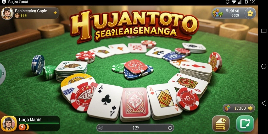 Screenshot gameplay HUJANTOTO yang menampilkan momen seru bermain Gaple.