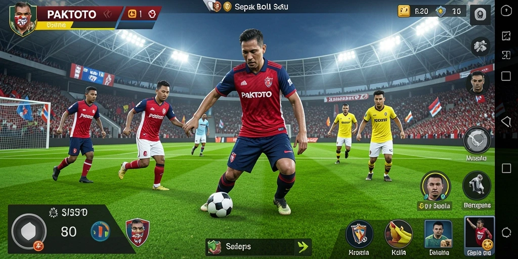 Tampilan gameplay PAKTOTO yang menggugah semangat bermain sepak bola.