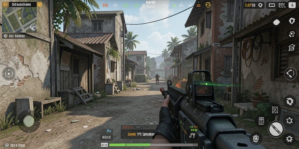 Screenshot gameplay yang menegangkan dalam RAP89, menunjukkan aksi pertempuran TPS.