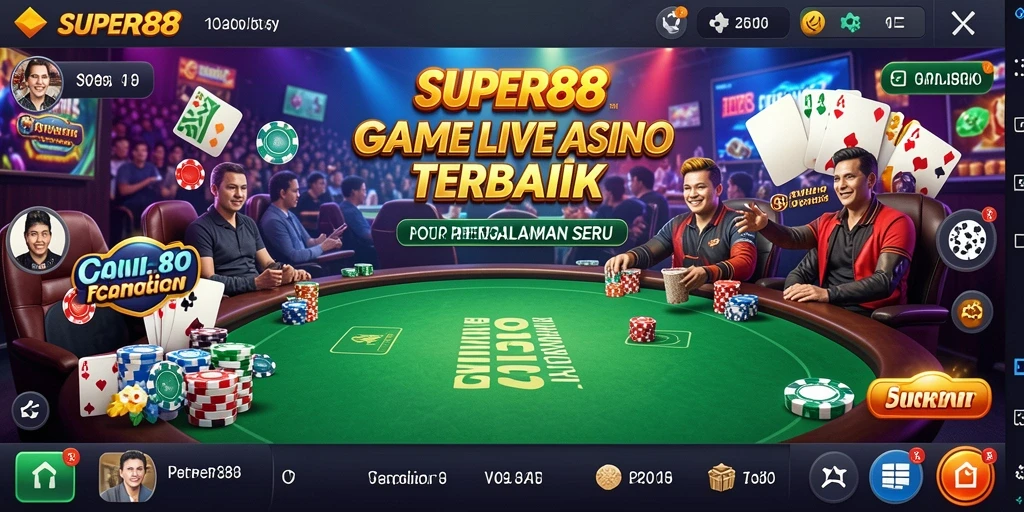 Tangkapan layar utama SUPER88 menampilkan dealer profesional dan suasana permainan Live Casino yang mendebarkan.